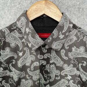 Report Collection‎ Shirt Mens Medium Multi-Color Paisley Striped Long Sleeve